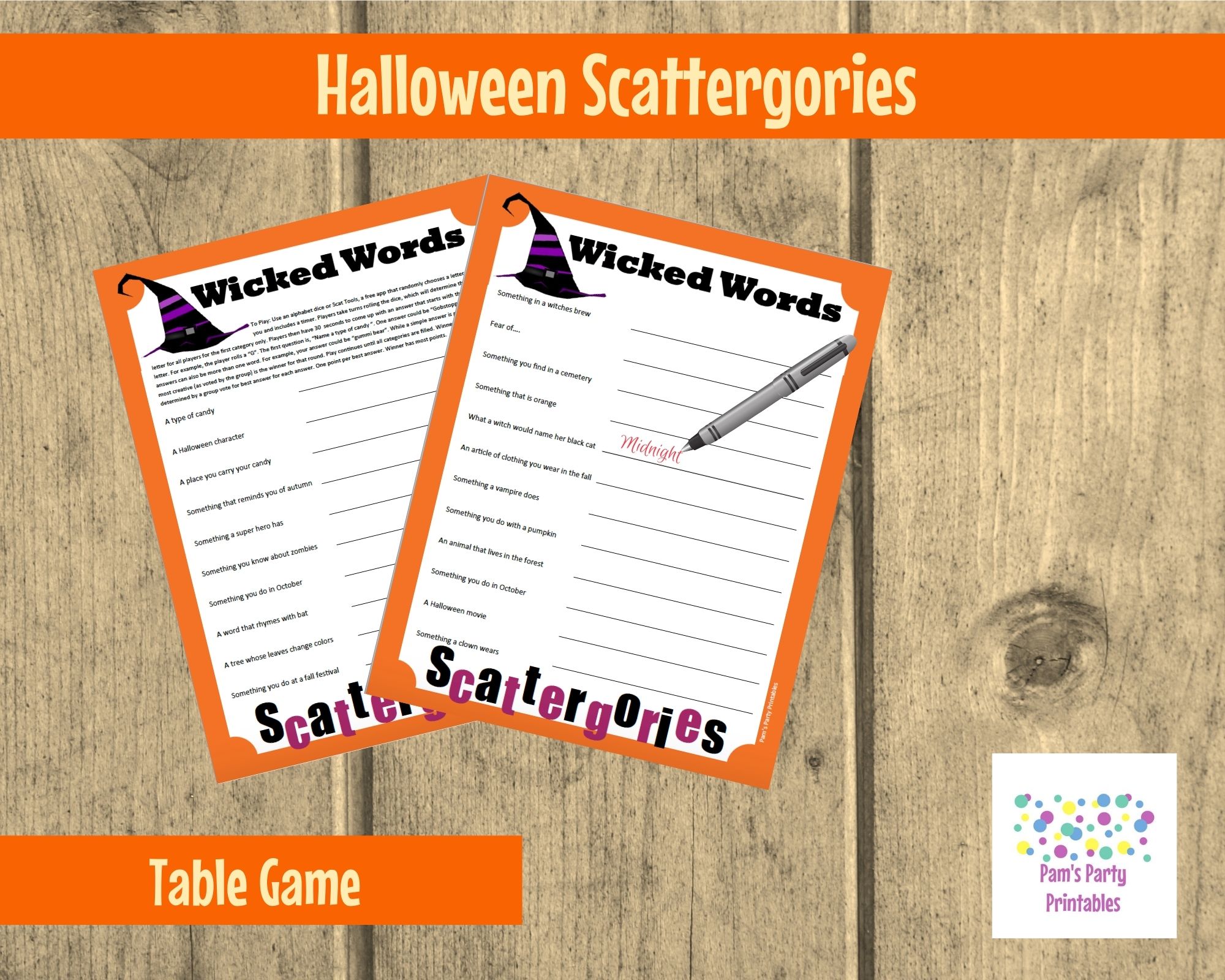 USA Labor Day Game Scattergories Printable