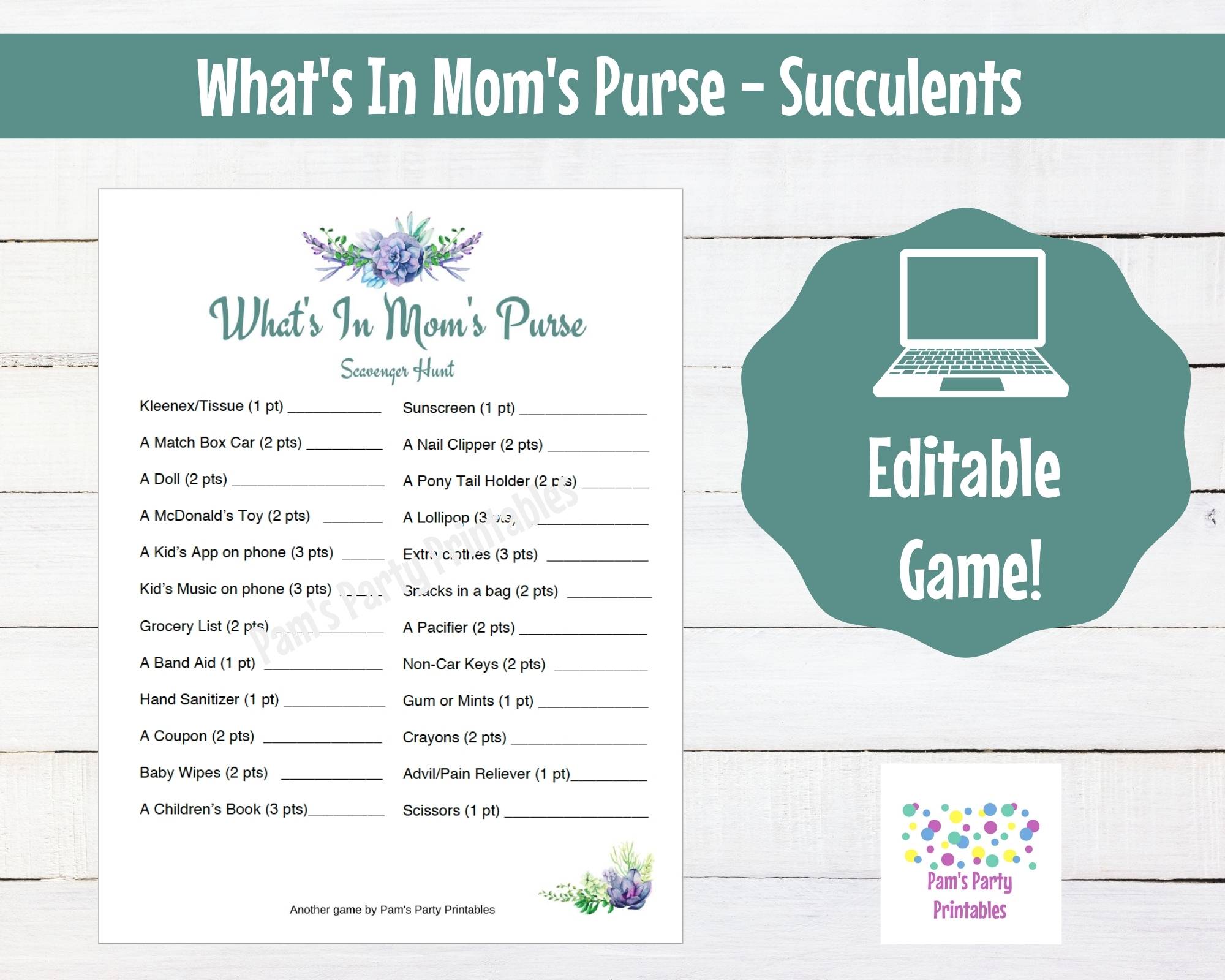 Baby Shower What's in Mom's Purse Printable – Neutral – Green Footprints, Scavenger  Hunt, Baby Shower Game, Couples Shower, Gender Reveal | Pam's Party Place