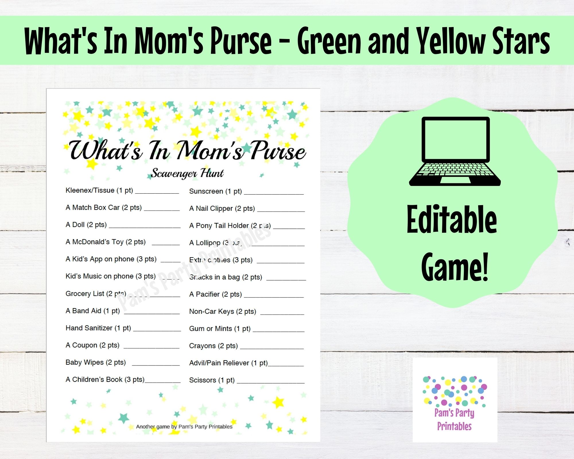 Baby Shower Whats In Moms Purse Printable