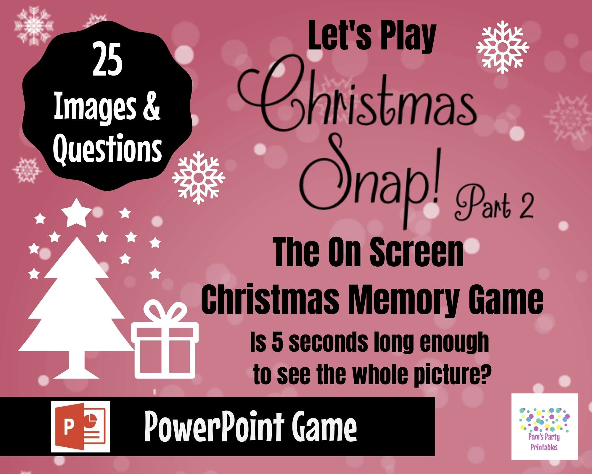 Christmas Snap Game 2! Memory Game, Virtual or Large Screen